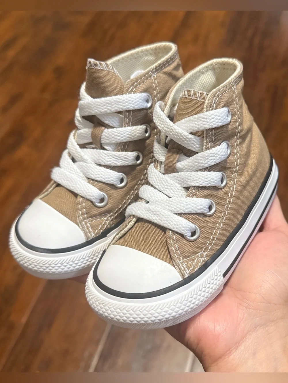 Converse toddler Brown High-Top Canvas Sneakers with White Accents